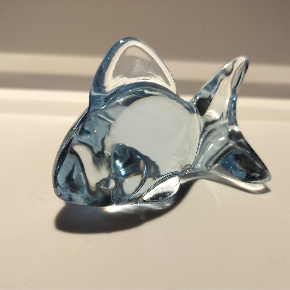 Vintage Oneida Glass Blue Koi Goldfish Figurine 24% Lead Crystal